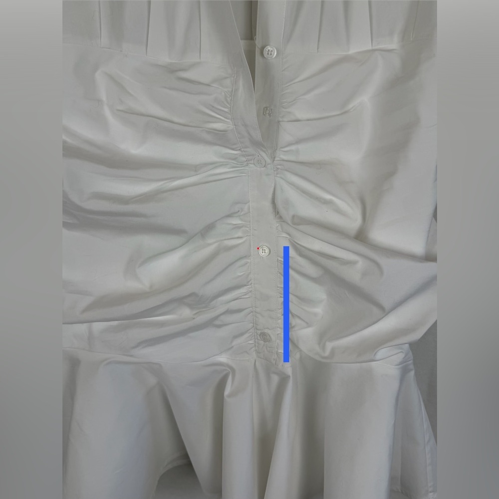 Veronica Beard Bell Ruched Button-Down Dress – Size 6 – White - Picture 12 of 12